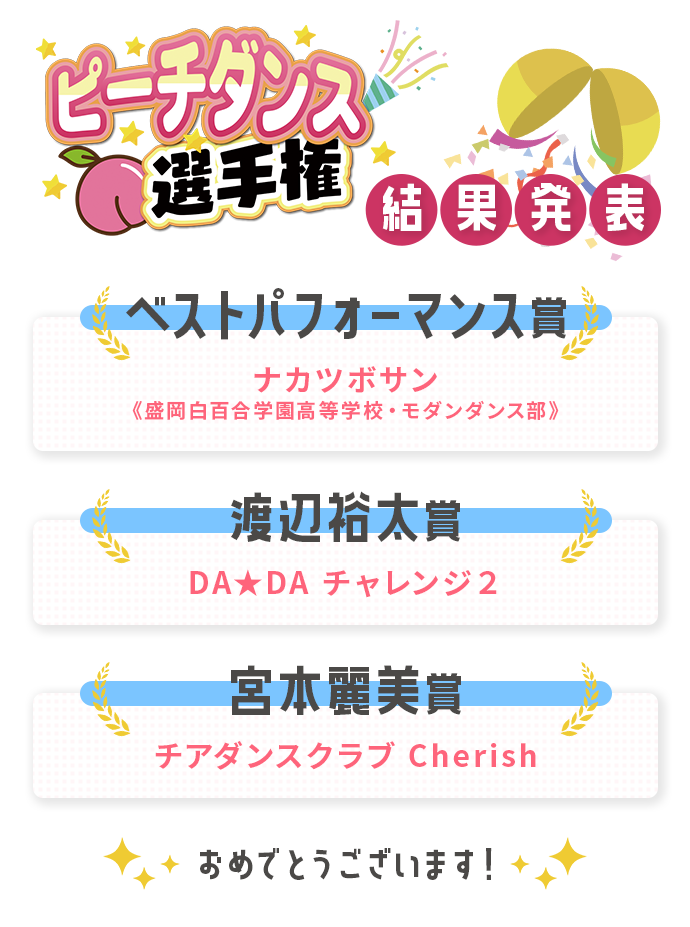 ピーチダンス選手権 結果発表